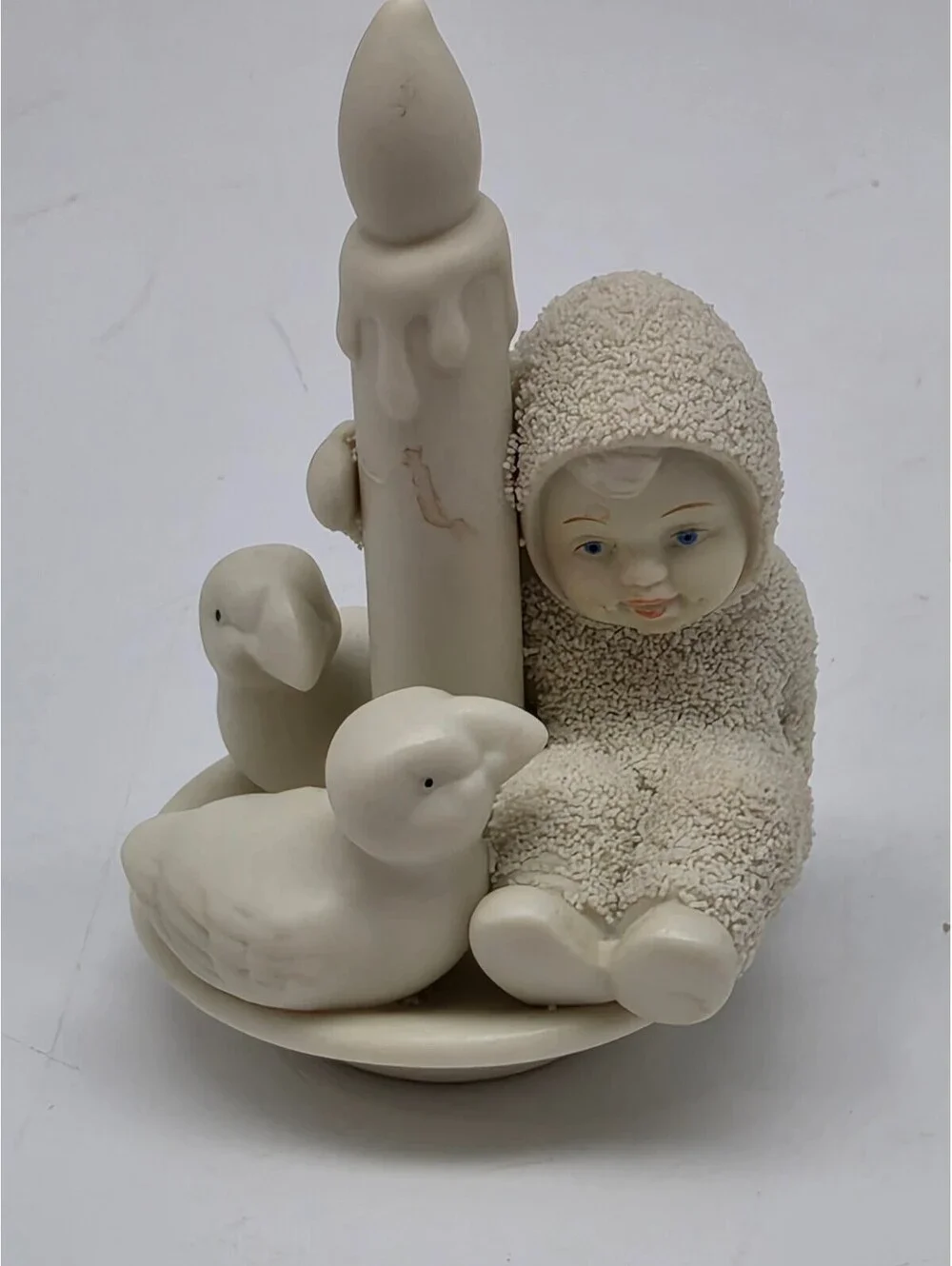 Vintage Ceramic Figurine of Child with Candle and Ducks